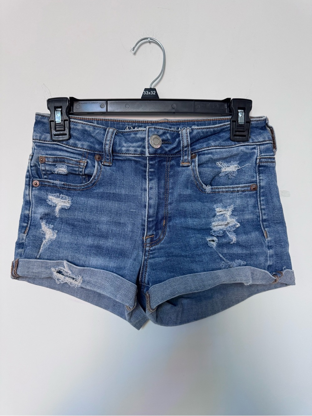 American Eagle Hi-Rise Shortie Distressed Denim Shorts - 92% cotton